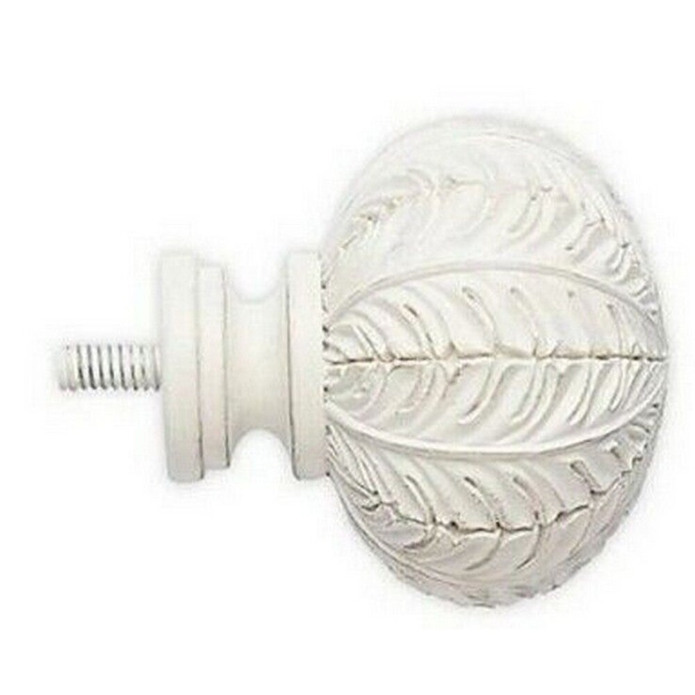 Cambria Set of 2 Classic Complete Leaf Finials in Satin White Elegant